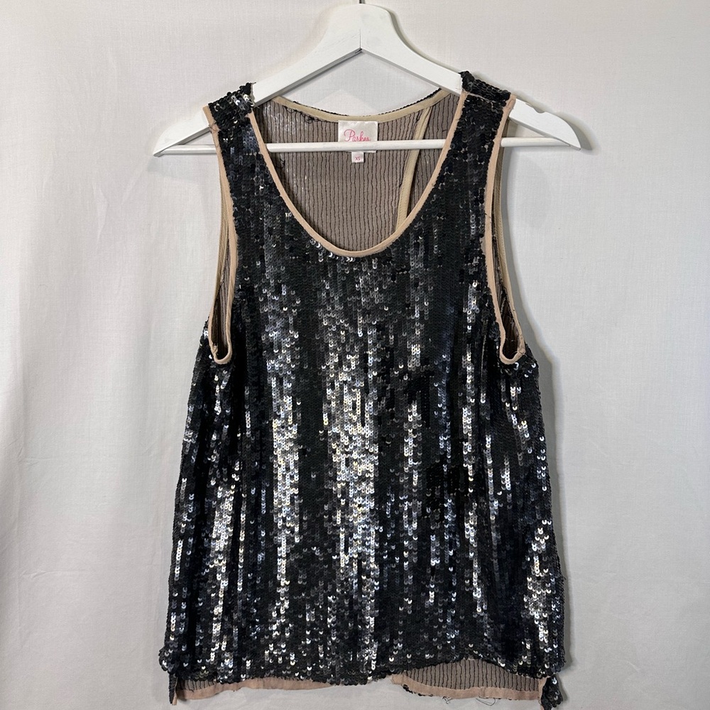 Parker Sequin Split Back tank